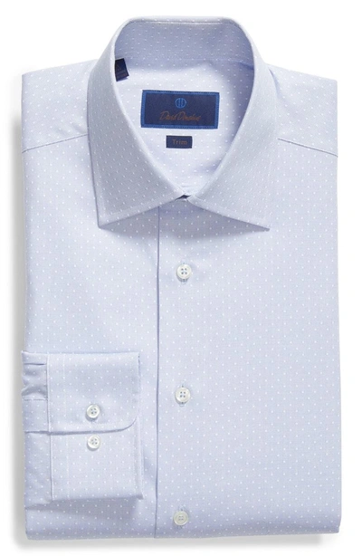 Shop David Donahue Trim Fit Dot Dress Shirt In Blue