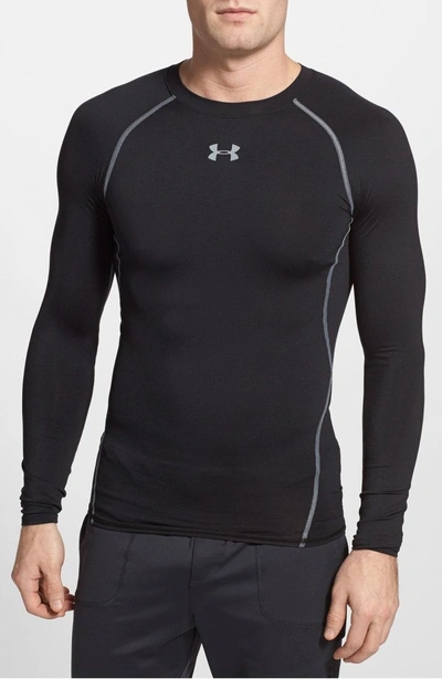 Shop Under Armour Heatgear Compression Fit Long Sleeve T-shirt In Black/ Steel