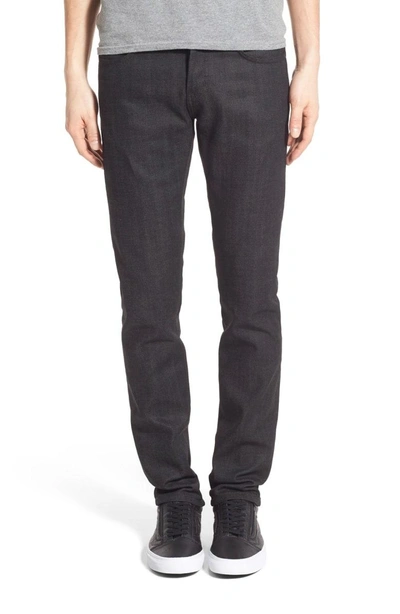 Shop Naked And Famous Naked & Famous Super Skinny Guy Skinny Fit Stretch Jeans In Black X Grey