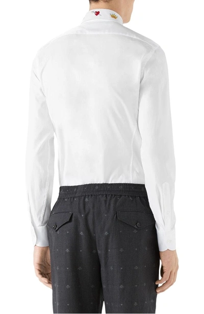 Shop Gucci Embroidered Collar Emblem Sport Shirt In White