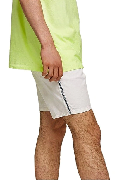 Shop Topman Check Tape Slim Fit Denim Shorts In White Multi