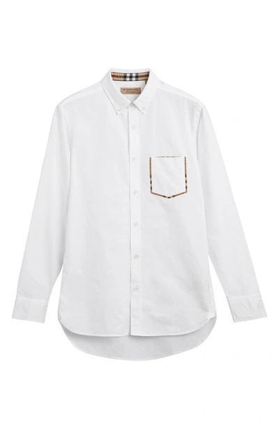 Shop Burberry Harry Check Trim Sport Shirt In White