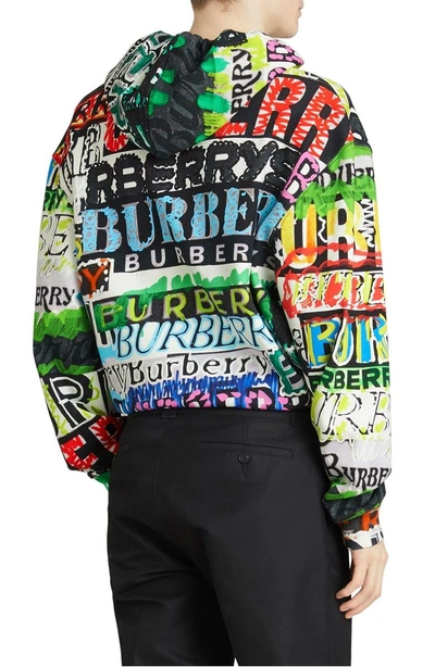 Shop Burberry Harrington Graffiti Print Hoodie In Bright Green Ptn