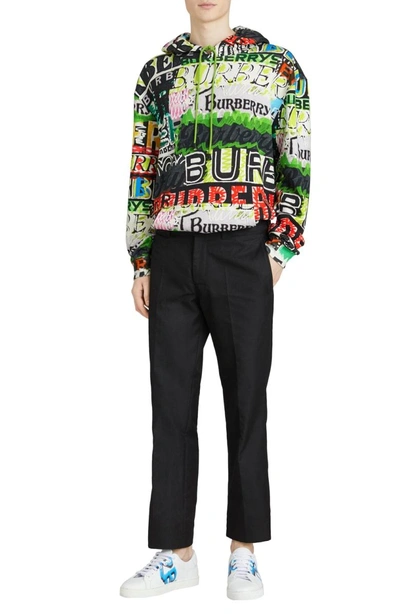 Shop Burberry Harrington Graffiti Print Hoodie In Bright Green Ptn