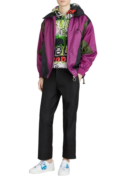 Shop Burberry Harrington Graffiti Print Hoodie In Bright Green Ptn