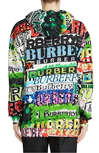 Shop Burberry Harrington Graffiti Print Hoodie In Bright Green Ptn