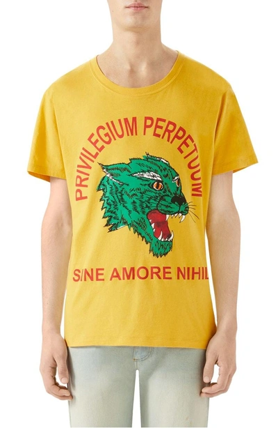 Shop Gucci Animal Print T-shirt In Yellow