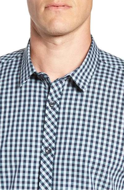 Shop Jared Lang Trim Fit Sport Shirt In Dark Blue - Mint Check