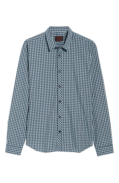 Shop Jared Lang Trim Fit Sport Shirt In Dark Blue - Mint Check