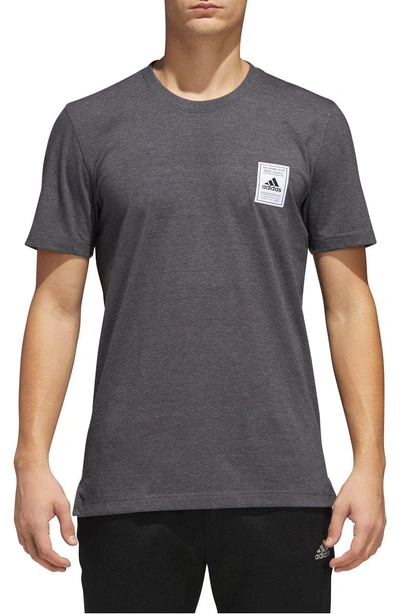 Shop Adidas Originals Crewneck T-shirt In Dark Grey Heather