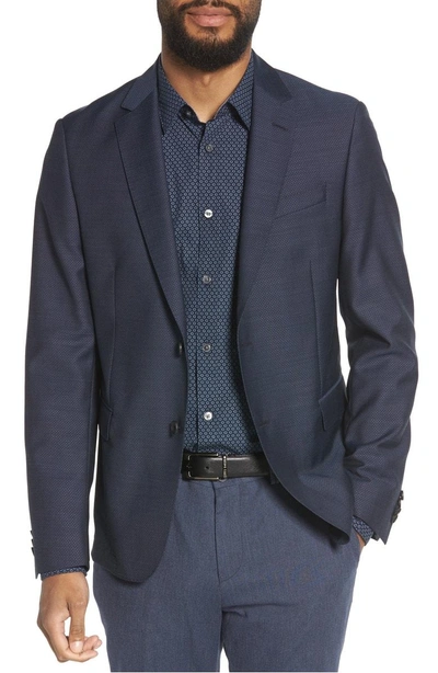 Shop Hugo Boss Nobis Trim Fit Wool Blazer In Blue