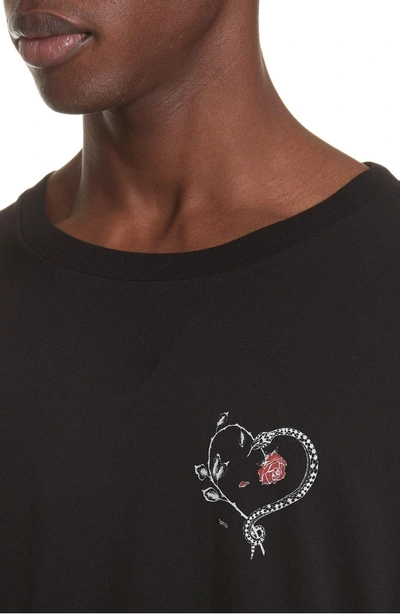 Shop Saint Laurent Snake Heart Graphic In Black