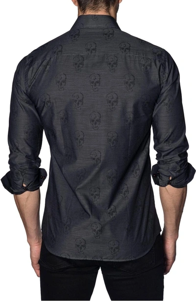 Shop Jared Lang Trim Fit Sport Shirt In Black Skulls