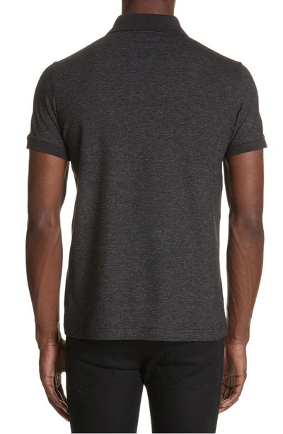 Shop Saint Laurent Melange Polo In 1403 Grey