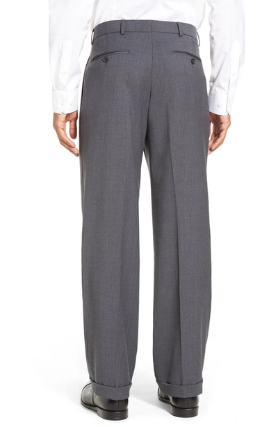 Shop Ballin Classic Fit Pleated Solid Wool Dress Pants In Mid Grey