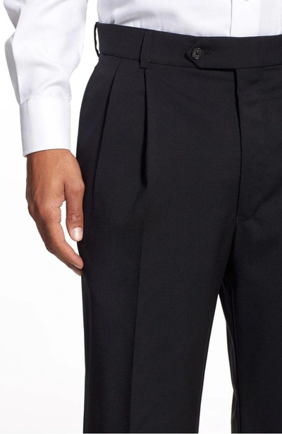 Shop Ballin Classic Fit Pleated Solid Wool Dress Pants In Black