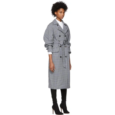 Shop Tibi Black And White Gingham Trench Coat In Multi
