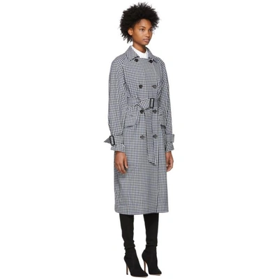 Shop Tibi Black And White Gingham Trench Coat In Multi