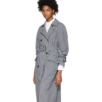 Shop Tibi Black And White Gingham Trench Coat In Multi