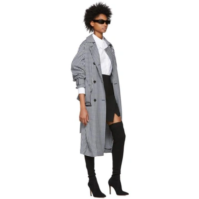 Shop Tibi Black And White Gingham Trench Coat In Multi