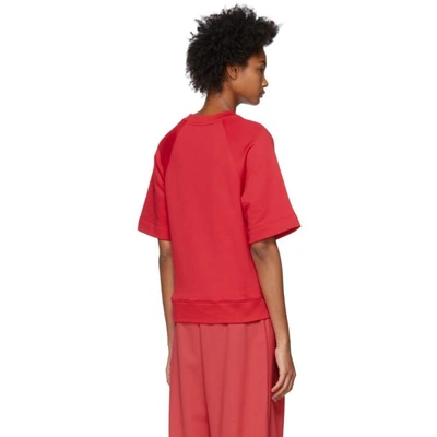 Shop Tibi Red Short Sleeve Sweatshirt In Cherry Red