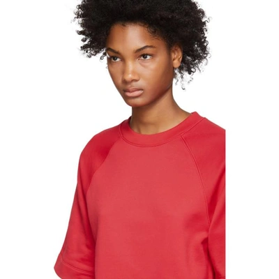 Shop Tibi Red Short Sleeve Sweatshirt In Cherry Red