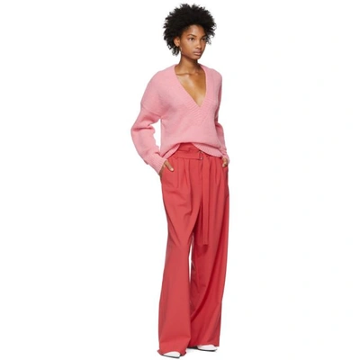 Shop Tibi Red Suit Tailored Trousers In Raspberry