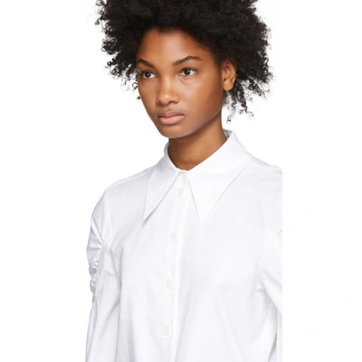 Shop Tibi White Shirred Shoulder Shirt