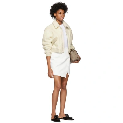 Shop Tibi White Flap Front Miniskirt In Ivory