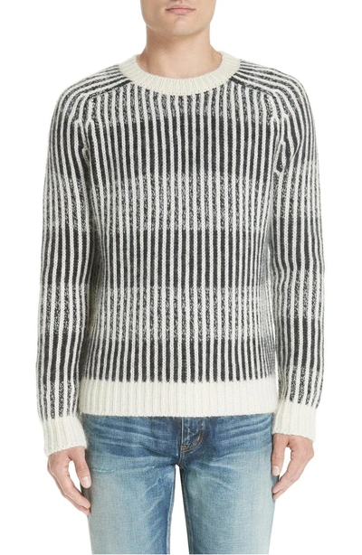 Shop Saint Laurent Contrast Rib Wool & Alpaca Blend Sweater In 1095 Multi