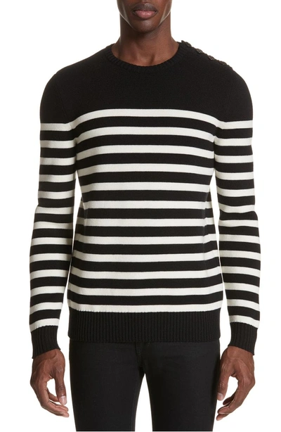 Shop Saint Laurent Stripe Wool Sweater In 1095 Multi