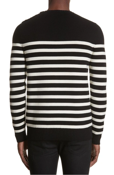 Shop Saint Laurent Stripe Wool Sweater In 1095 Multi