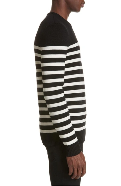 Shop Saint Laurent Stripe Wool Sweater In 1095 Multi