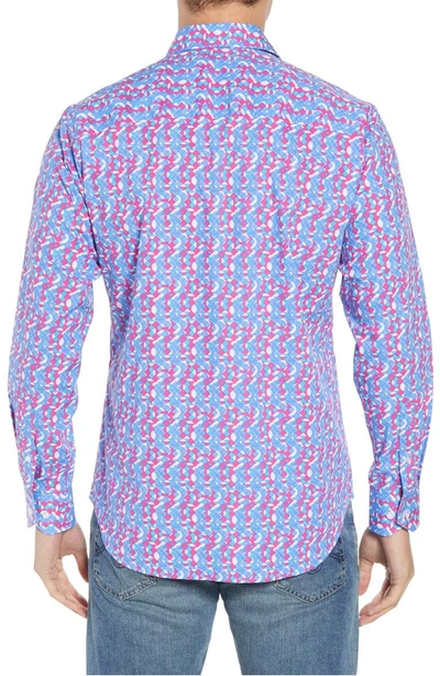 Shop Tailorbyrd Beal Regular Fit Geo Print Sport Shirt In Peri Blue