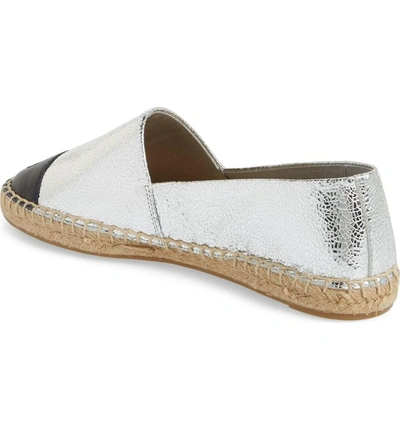 Shop Tory Burch Colorblock Espadrille Flat In Silver/ Tory Navy