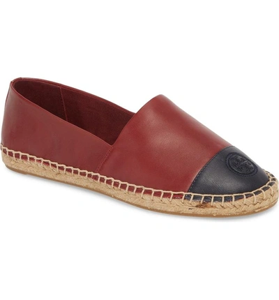 Shop Tory Burch Colorblock Espadrille Flat In Tuscan Wine/ Tory Navy