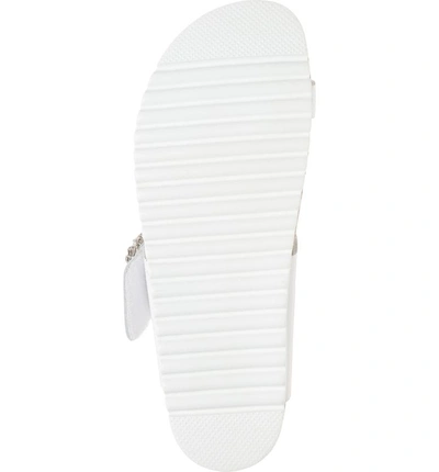 Shop Jeffrey Campbell Bianca Embellished Slide Sandal In White Patent/ Silver