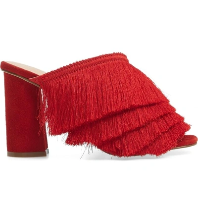 Shop Cecelia New York Frix Fringe Mule In Red Fabric