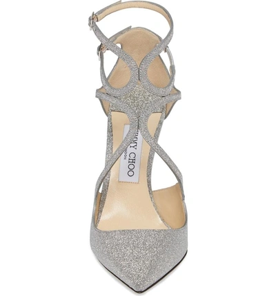 Shop Jimmy Choo Lancer Strappy Glitter Pump In Silver Glitter