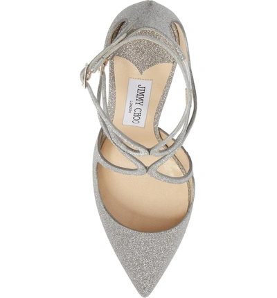 Shop Jimmy Choo Lancer Strappy Glitter Pump In Silver Glitter