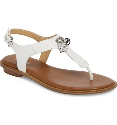 Shop Michael Michael Kors Suki T-strap Charm Sandal In Optic White