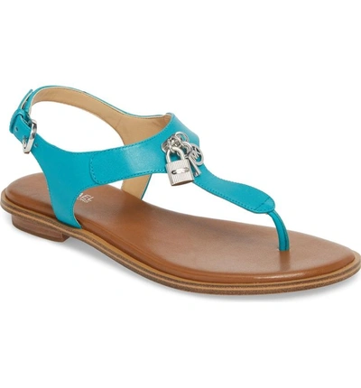 Shop Michael Michael Kors Suki T-strap Charm Sandal In Tile Blue