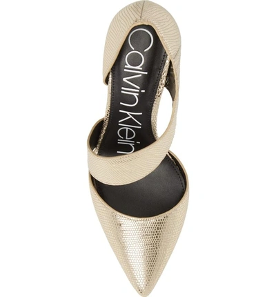 Shop Calvin Klein 'gella' Pointy Toe Pump In Soft Gold Leather