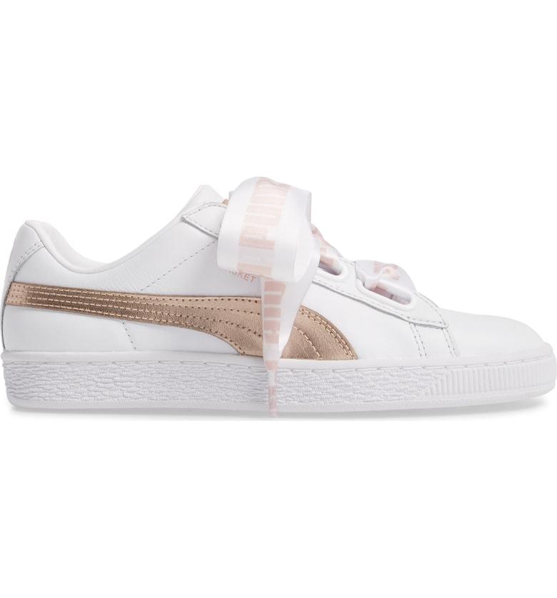 puma basket heart leather white