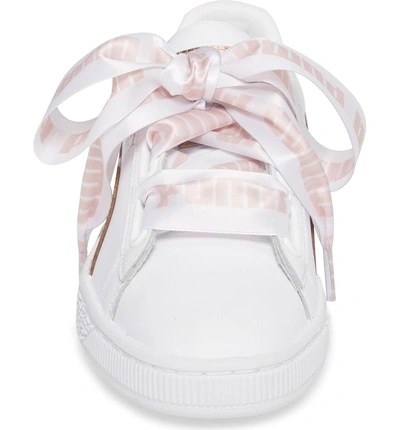 Shop Puma Basket Heart Sneaker In White/ Rose Gold Leather