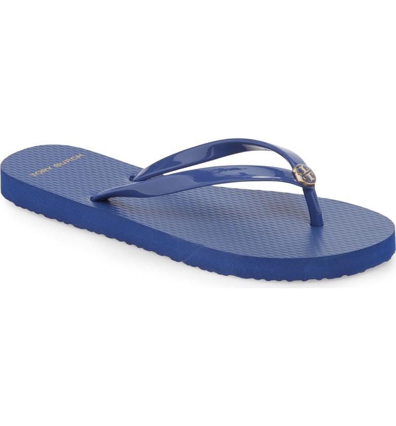 tory burch logo flip flops