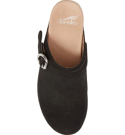 Shop Dansko Marty Clog In Black Milled Nubuck Leather