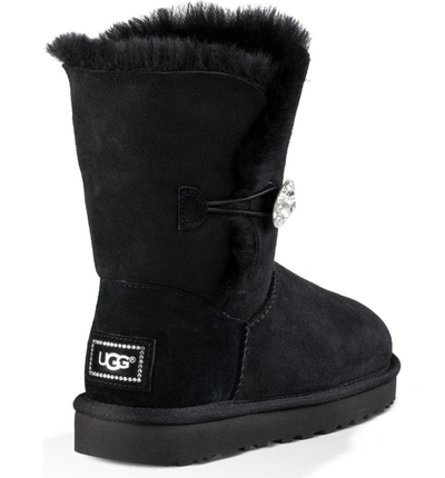 Shop Ugg Bailey Button Bling Genuine Shearling Boot In Black Suede