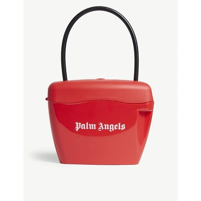 Shop Palm Angels Red And White Padlock Pvc Tote Bag In Red White