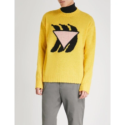 Shop Prada Banana-intarsia Wool Jumper In Yello